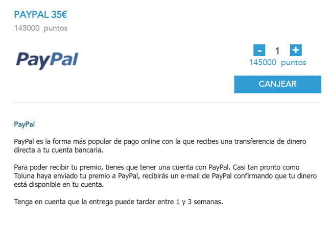 Pago de Paypal conseguido en Toluna